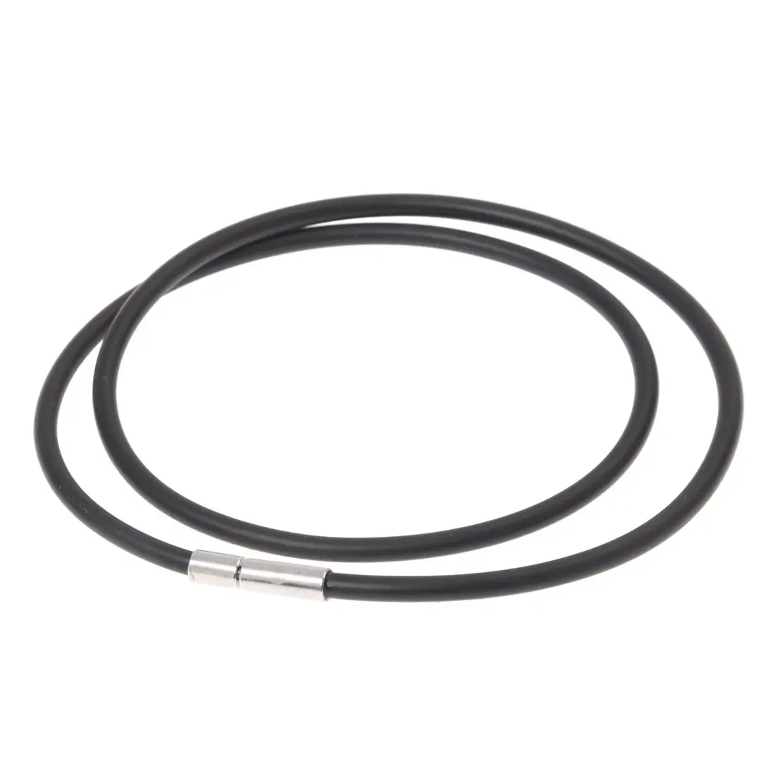 

3mm Black Rubber Cord Necklace with Stainless Steel Closure - 18 Inch