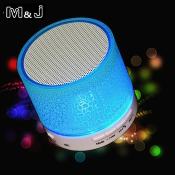 

M&J A9 Portable Mini LED Bluetooth Speakers Wireless Small Music Audio TF USB FM Light Stereo Sound Speaker For Phone With Mic