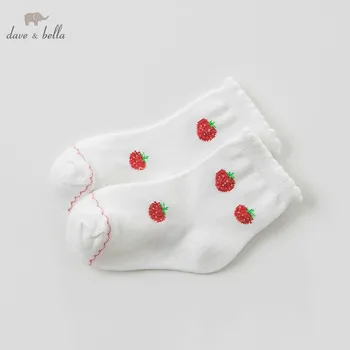 

DB9957 dave bella spring fall baby girls Lolita socks children strawberry print lovely socks