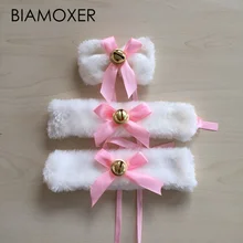 5 цветов, Женский плюшевый браслет в стиле Лолиты с отделкой для горничной и котом, заколки-колокольчики, аксессуары для косплея, комплект из 3 предметов