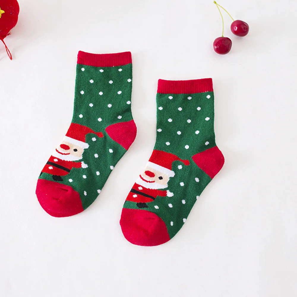 5 пар, рождественские осенне-зимние хлопковые цветные носки, комплект для малышей, унисекс, сохраняющие тепло, свободный размер, милые повседневные носки с рисунками