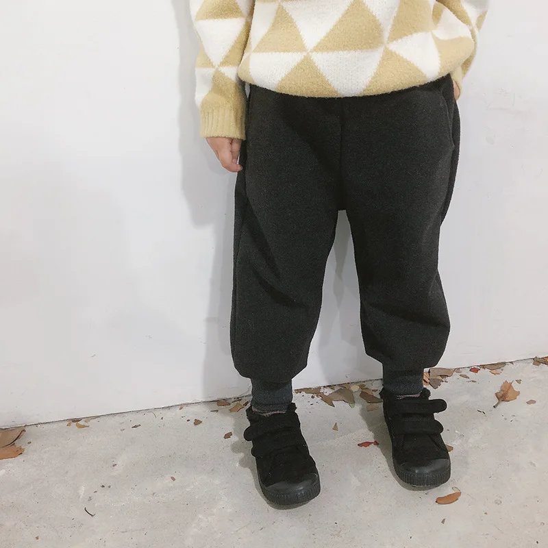 

Kids Winter Korean style fashion wollen fleece thicken jogger pants 1-7 years boys girls warm loose casual trousers