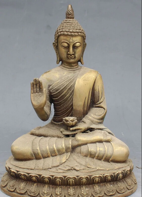 

S0005 8" Tibet Buddhism Seat Amitabha Sakyamuni Buddha Statue D0317