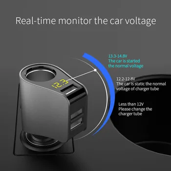 

Car Charger LED Display Three USB Fast Charger Voltage Detection For Renault clio megane 2 3 captur logan kadjar laguna fluence