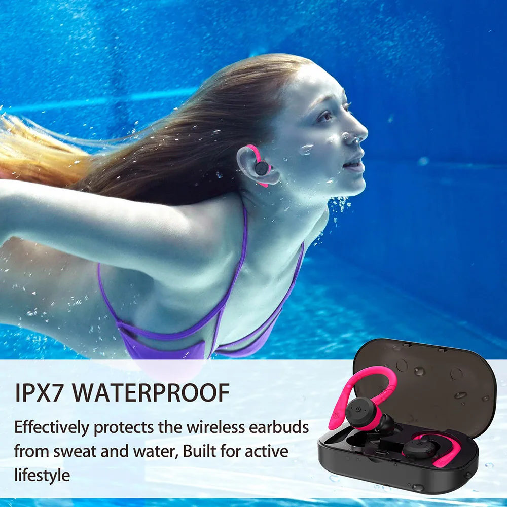 BE1018 TWS мини bluetooth-гарнитура 5,0 спортивные наушники с ушками IPX7 водонепроницаемые наушники HiFi стерео Заушник