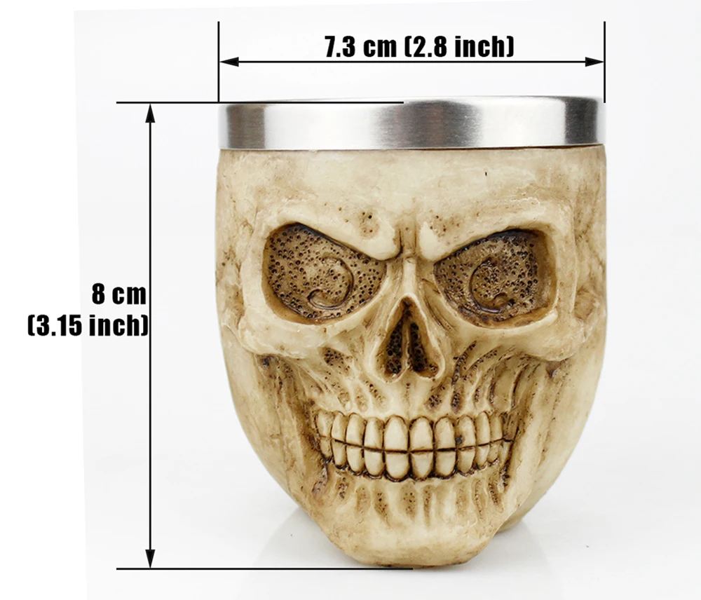 Кружка из нержавеющей стали с черепом Викинг Скелет волк рыцарь Готический дизайн кофейная пивная кружка кружки подарок на Рождество, Хэллоуин 500 мл