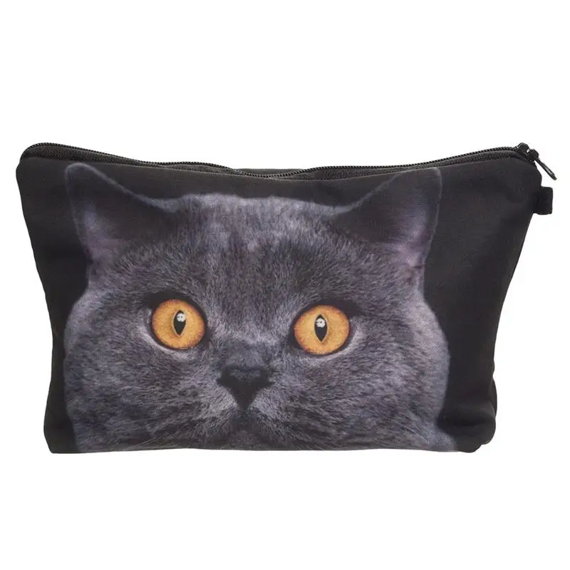 Новые женские сумки для хранения косметики с 3D принтом котят, клатчи для женщин и девочек, милый Контейнер для путешествий с рисунком кота, косметический Чехол - Цвет: E
