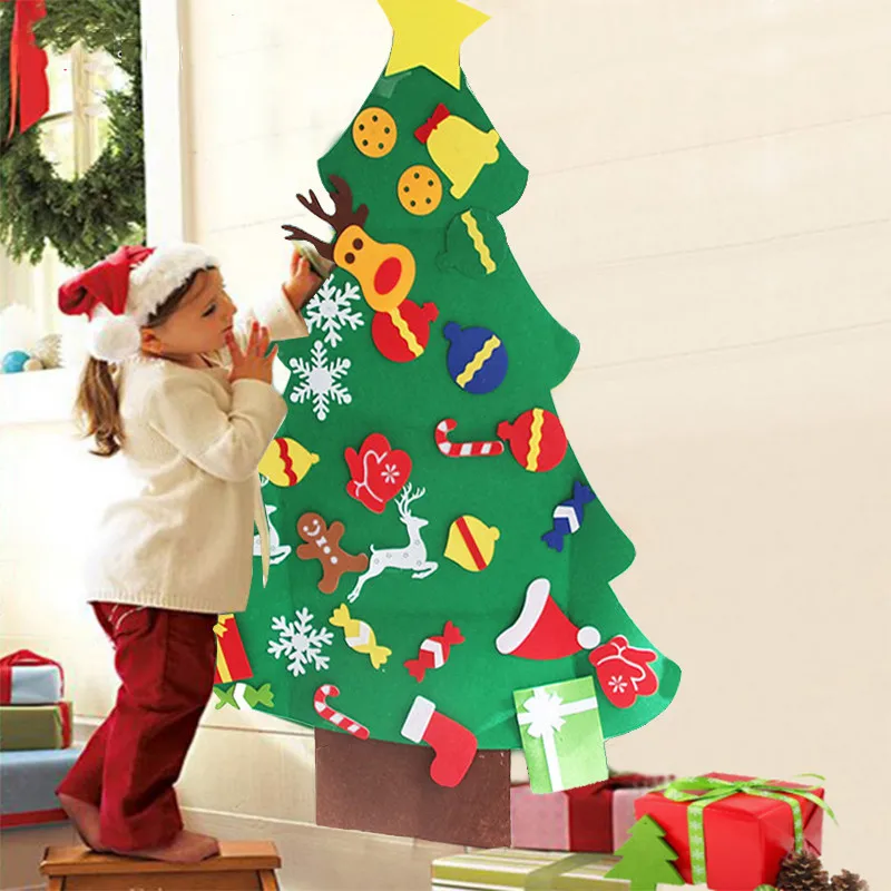 

3D DIY Felt Christmas Tree With Ornaments Kids Christmas Gifts New Year 2019 Navidad Christmas Decoration For Home