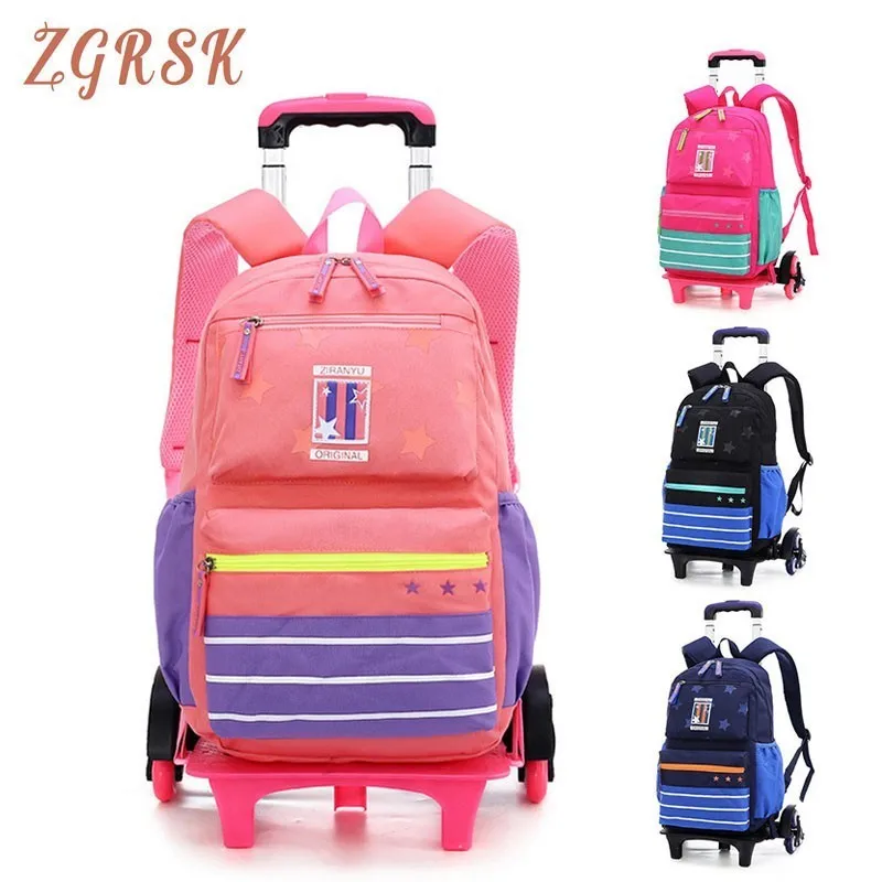 

Trolley Schoolbag Luggage Book Bags For Boys Girls Backpack Latest Removable Children School Bags 2/6 Wheels Stairs Mochila