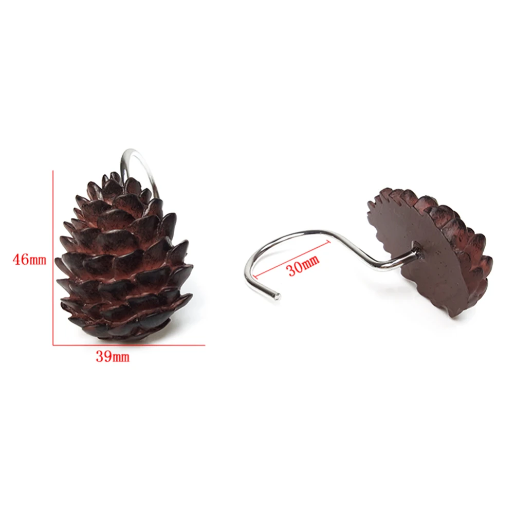 12 шт. портативные Pinecone крючки для занавески для душа ржавчины декоративные крючки для душевой