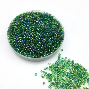 

16g 1000X 2mm 12/0 AB Green Color Round Transparent Loose Spacer Beads Cezch Glass Seed Beads Handmade Jewelry DIY Garment Bead