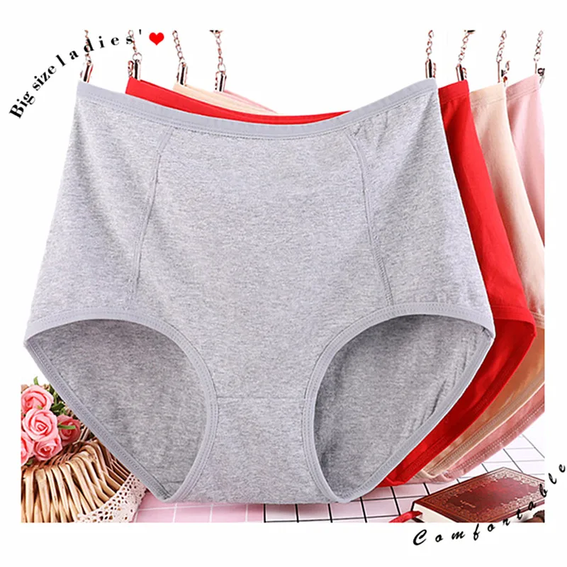 Plus Size XL-6XL High Waist Women Underwear Pure Cotton Comfortable Female Briefs  Panties Solid Culotte