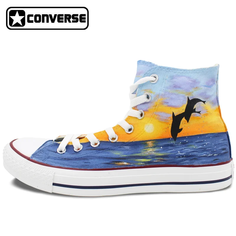 Prix pour Dauphin Conception Originale Converse All Star Hommes Femmes Chaussures Peint À La Main Chaussures High Top Sneakers Homme Femme Cadeaux De Noël Prix pour Dauphin Conception Originale Converse All Star Hommes Femmes Chaussures Peint À La Main Chaussures High Top Sneakers Homme Femme Cadeaux De Noël