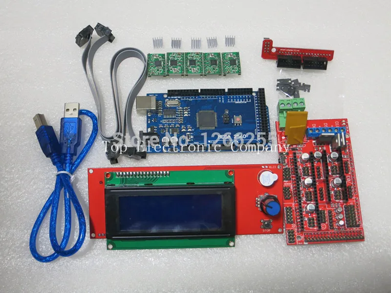  1pcs Mega 2560 R3 + 1pcs RAMPS 1.4 Controller + 5pcs A4988 Stepper Driver Module 2004 LCD control for 3D Printer arduino kit 