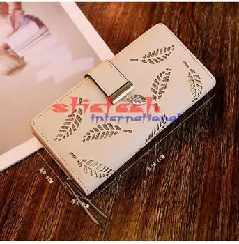 

by dhl or ems 100pcs 2017 Women wallet Long Section Simple Zipper Hollow Leaf Sweet Girl Wallet Multi-card Korean style Wallet
