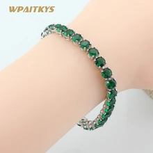 Серебряный цвет Браслеты Круглый Зеленый Кристалл женские повседневные ювелирные изделия подарочная коробка