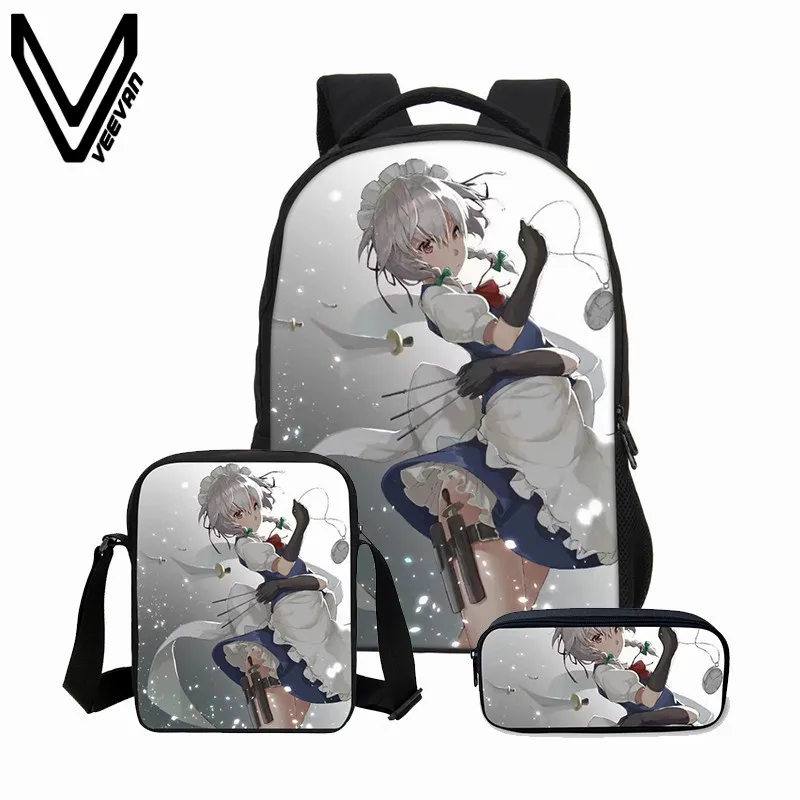 

VEEVANV 3 PCS/SET Backpacks For Girls Boys Fashion Cool Anime Cortoon 3D Printing School Bookbag Shoulder Bag Children Backpacks