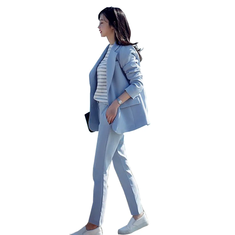 Work Pants Suits 2 Piece Sets Office Lady Suits Women Outfits Spring 