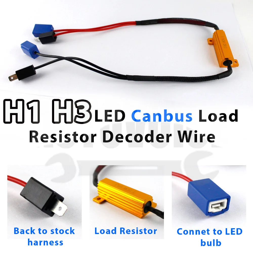 2pcs 50W 8RJ H1 H3 LED Fog Headlight Light Bulb Canbus Decoder Adapter Wire Load Resistor Harness No Flickering Decoder-in Car Light Accessories from ...