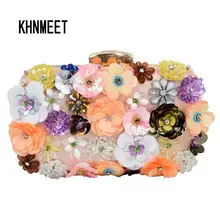 Новейшая Роскошная Дамская вечерняя сумочка с бриллиантовым цветком, сумочка-клатч на руку для свадебной вечеринки, Сумочка на плечо с цепочкой, клатч для банкета 804