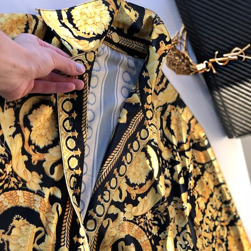 Винтаж печати платье рубашка с длинными рукавами 2019 сезон: весна–лето Boho Пляжные