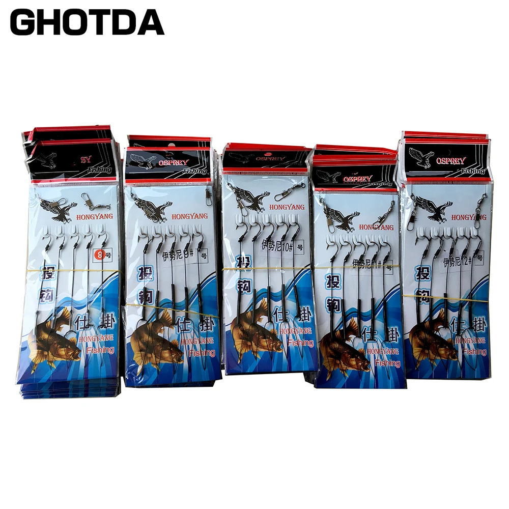 

1pcs line string hook #3 - #13 5 Swivel Fish Hooks Set Outdoor Wire Fishing Tackle