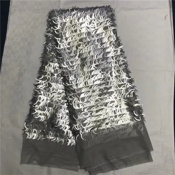 

High Quality Tulle Lace 2019 Latest African Lace Fabric 3d Flower sequins Afican French Wedding Lace Fabric For 5yards Pink(LJ-2