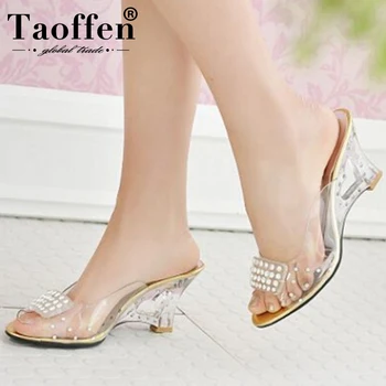 

TAOFFEN Size 30-43 New Summer Sandals Women Peep Open Toe Wedge Sandals Slip On Sweet Jelly Shoes Woman Summer Shoes For Lady