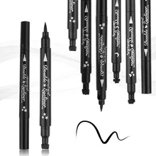 1 шт. профессиональная двухглавая черная жидкая подводка для глаз Стойкая подводка для глаз карандаш звезда/Луна/цветок/сердце форма для макияжа инструменты