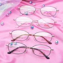 Бизнес близорукость очки женские дисплей молодых очков оправа половина оправа для очков круглое лицо ультра-легкий металлический Tide