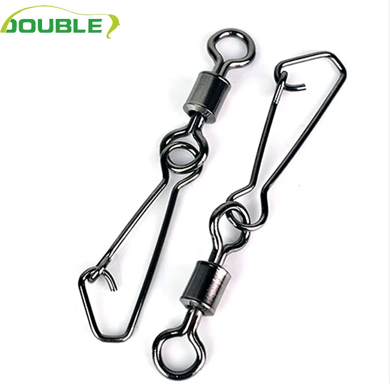 10 Stück Angeln Wirbel mit Interlock Snap Karabiner Haken aus Edelstahl