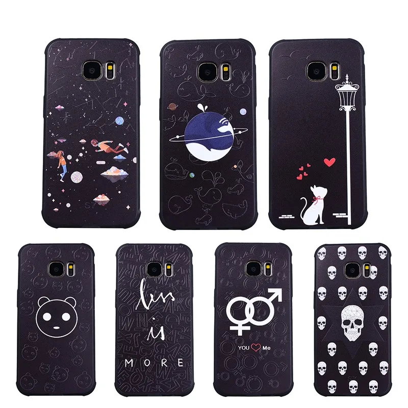 

GrandEver Whale soft case for Samsung Galaxy S7 S7 edge case silicone Black Bumper Skull Thin coque For Samsung S7 edge Cases