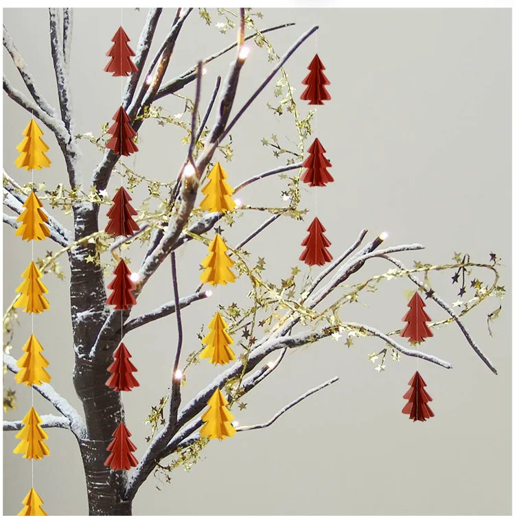 

Ten stereo mini-Christmas tree Paper Strings with flowers and flags Christmas Party Decorations