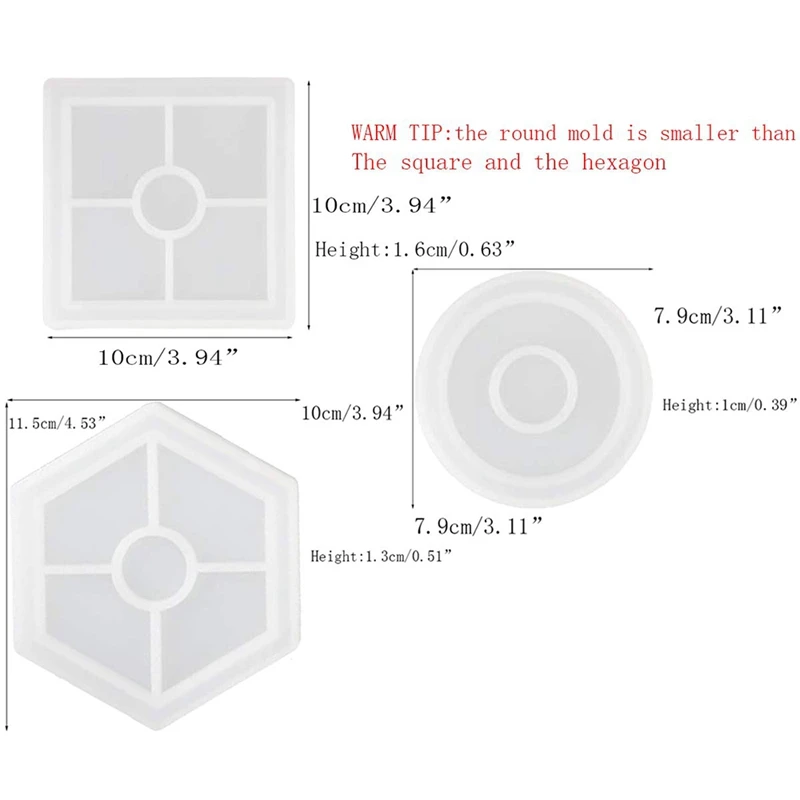 6 упаковок силиконовый подстаканник формы в том числе квадратные, шестигранные, круглые Формочки-силиконовая полимерная форма, пробки для