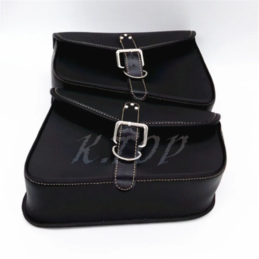 Black PU Leather Luggage Bag Saddle Bag For Harley Sportster XL