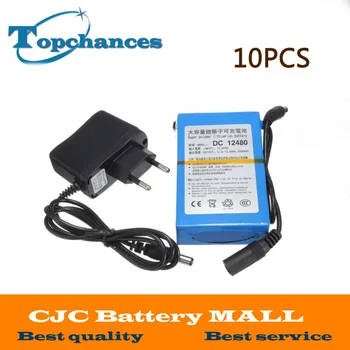 

Wholesale 10PCS 2017 New High Quality Super Rechargeable Portable Lithium-ion Battery DC 12V 4800mAh DC12480 With Plug