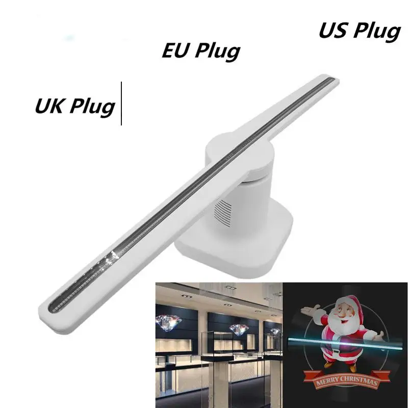 SOLLED 42CM 224LED 3D Holographic Projector Advisement Player Hologram Advertising Display Fan White