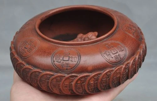 

Old Chinese Yixing Zisha Pottery Money Golden Toad Statue Pot jar Tank Crock
