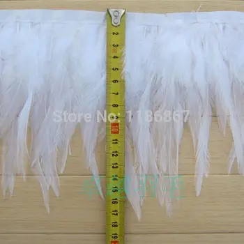 

Free Shipping 10meters Height 4-6" (8-15cm) White Rooster Hackle Feather Trimming rooster feather Fringe P281