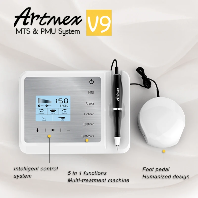 Новейшая Перманентная тату машинка для макияжа Artmex V9 Eye Brow губ Вращающаяся ручка MTS PMU система с V9 иглой татуировки