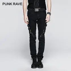 Панк рейв в стиле панк весна и осень с принтом черепа для мужчин винтаж брюки для девочек уличная Mid джинсовые штаны