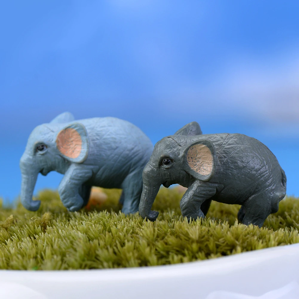 

2 Pcs Garden Lawn Animal Elephant Fairy Miniature Decoration Crafts For Bonsai Landscape Dollhouse Flower Pot Ornament Terrarium