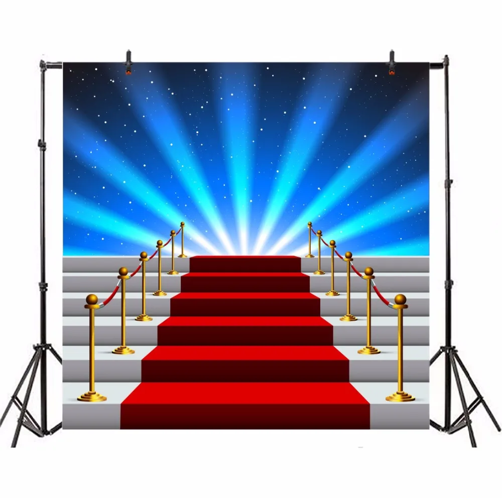 Laeacco Photo Backdrops Staircase Stage Red Carpet Superstar Spotlight Birthday Photogrpahy Backgrounds Photocall Photo Studio