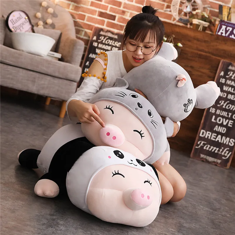 

1pc 60/90cm Huge Cartoon Totoro Panda Animals Turn to Pig Pillow Stuffed Cute Plush Toys Creative Xmas Gift for Girls Kids Baby