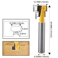 סגסוגת כרסום 1pcs T-Slot נתב Bit 1/4" קוטר Shank 1/2" Bits נתב רוחב להב עבור מכונת כרסום סגסוגת עץ קרביד (1)