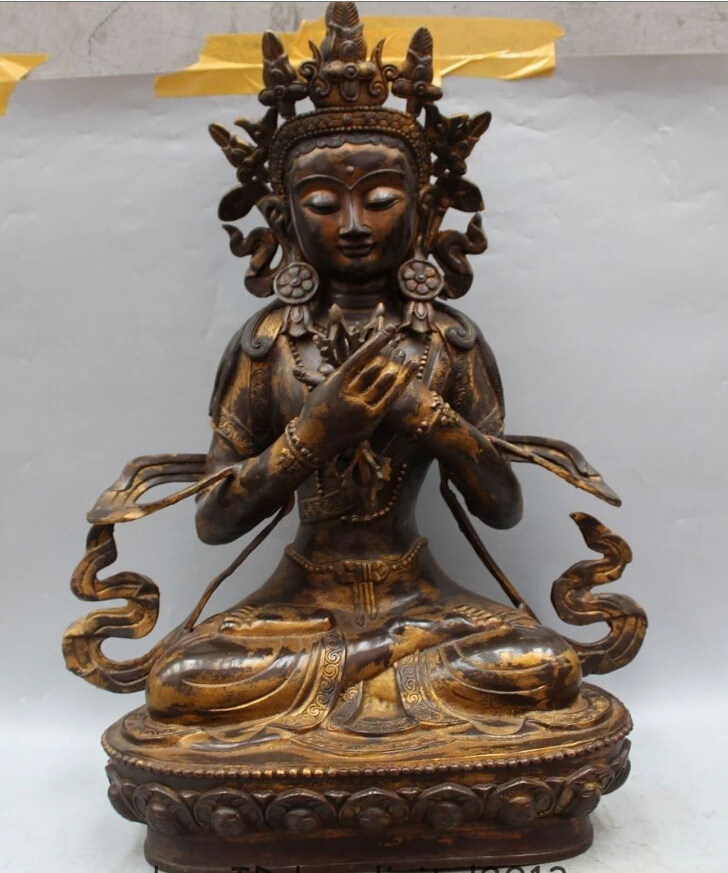 

26" Old Tibet Buddhism Bronze Gild Seat Vajradhara Vajrabhairava Goddess Statue D0318