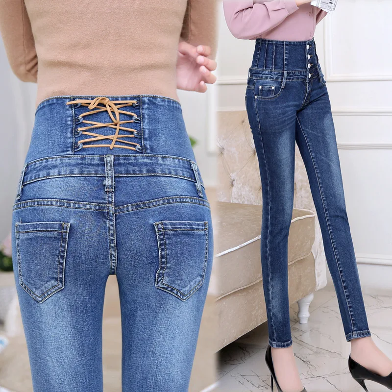 Middle aged pants high waist elastic pants spring and
