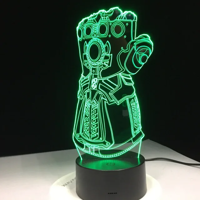 Thanos Infinity Gauntlet Avengers Infinity War Gloves 3D Night lights LED Changing 3D Novelty Light Creative Desk lamp Drop Ship