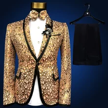 Gold Suit Lastest Coat Pant Design Show Tuxedo Suit