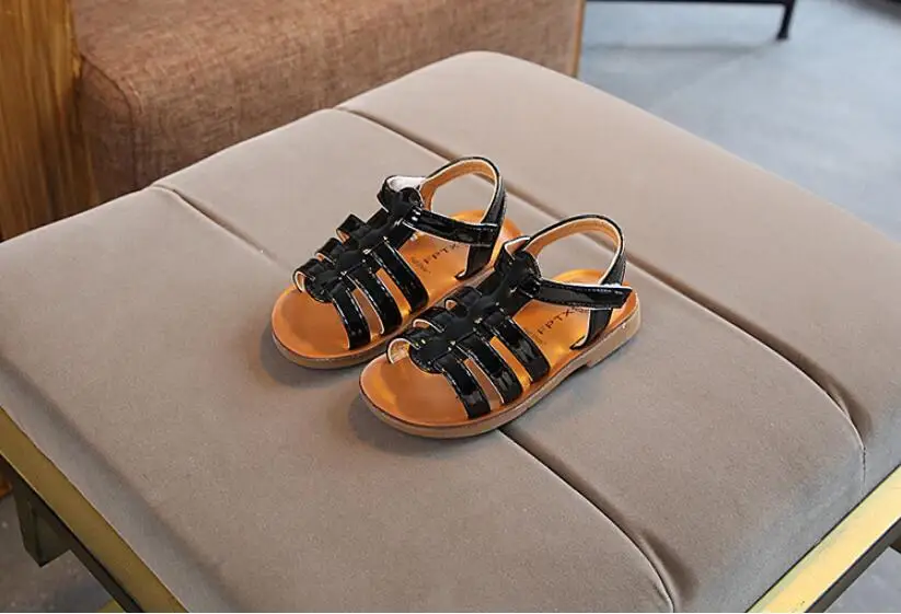 MHYONS/детская обувь в римском стиле из микрофибры плоской пряжкой пляжная обувь Гладиатор сандалии для девочек Детская летняя обувь для девочек повседневные сандалии